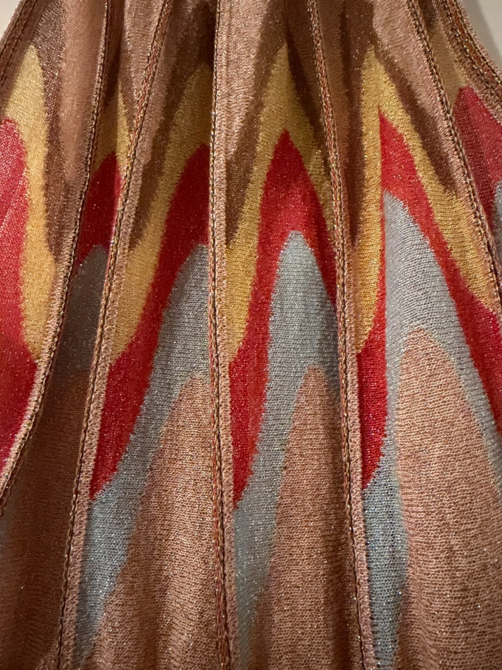 M Missoni Collection Metallic Lurex Multicolor Wave Halter Midi Dress - Picture 6 of 6